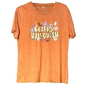 Happy Halloween tee seasonal tshirt fall October witch tick or treat size large